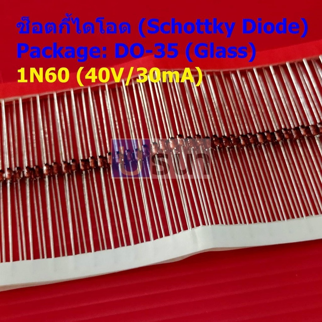 (5 ตัว) ช็อตกี้ไดโอด ไดโอด Schottky Diode TV วิทยุ FM Detection 1N60 40V/30mA DO-35 (Glass) #1N60