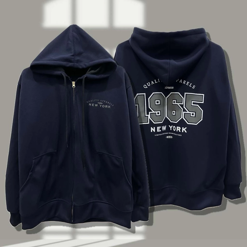 เสื้อคลุมแขนยาว New york 1965 เสื้อกันหนาว มีฮู้ด สกรีนใหม่