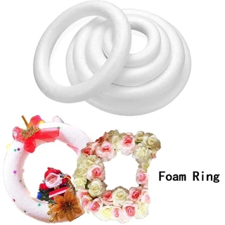 LONGE 1 ชิ้น DIY Handmade พวงหรีด,สีขาวสําหรับงานฝีมือคริสต์มาสแหวนโฟม,ทนทานรอบ 5/7/8/10/12/15/17/20 เซนติเมตร Polystyrene งานแต่งงานตกแต่ง