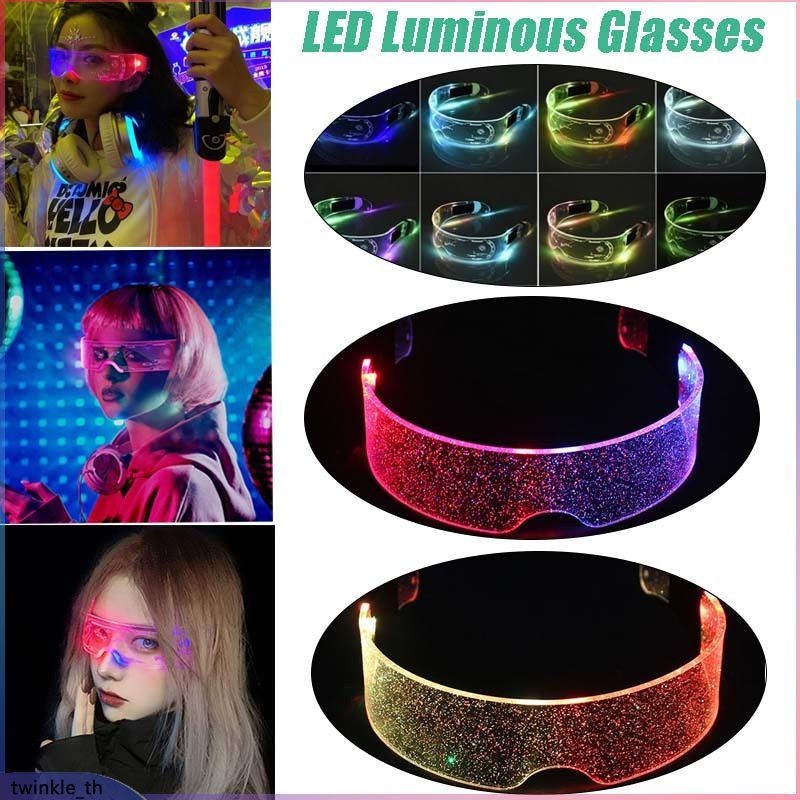 ไฟ LED แว่นตาส่องสว่าง El Wire นีออน Light Up Visor แว่นตาบาร์ปาร์ตี้แว่นตา Tictok Cross-dress (twinkle.th)