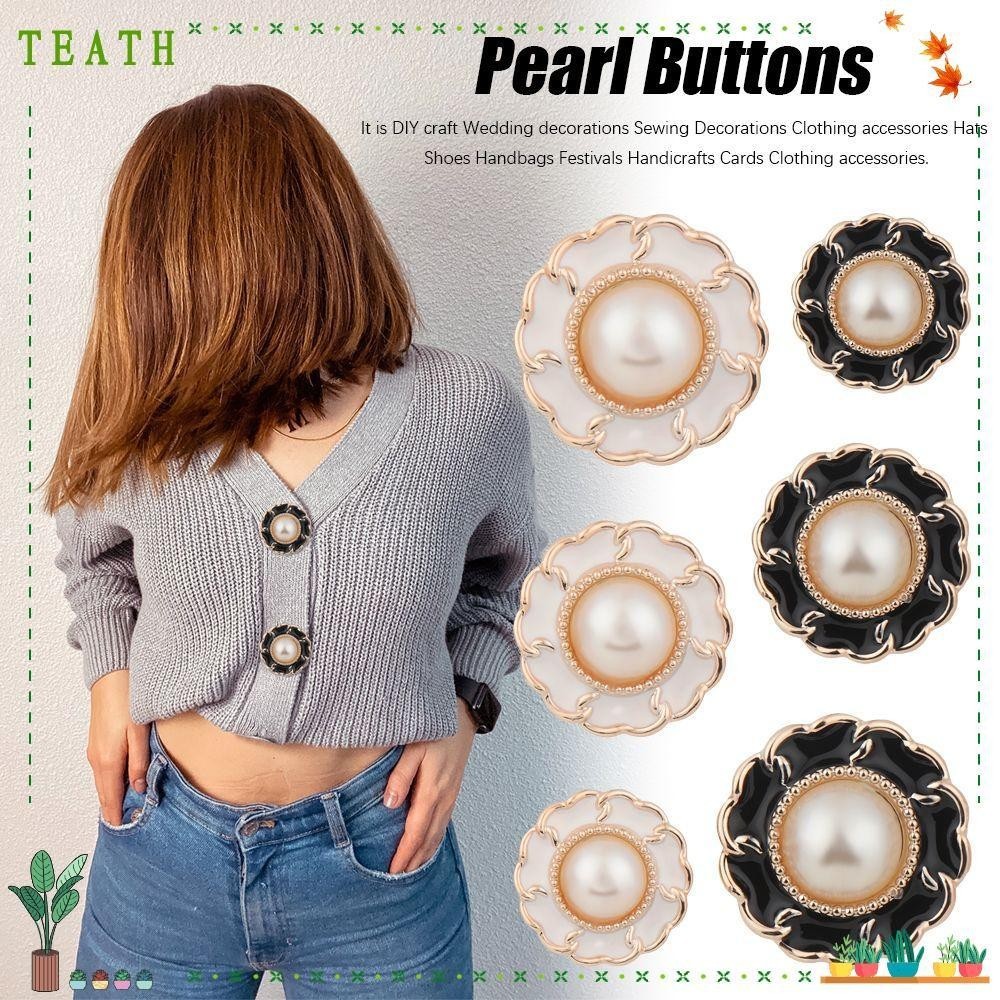 Teath กระดุมไข่มุก แฮนด์เมด DIY ตกแต่งเสื้อเชิ้ต สําหรับเย็บผ้า 10 ชิ้น