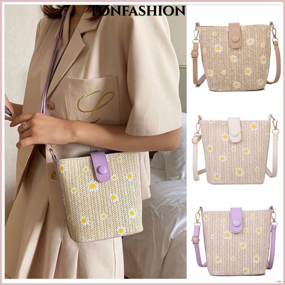 Tonfashion กระเป๋าสะพายไหล่ สะพายข้าง สาน แฮนด์เมด ขนาดใหญ่ จุของได้เยอะ แฟชั่นฤดูร้อน
