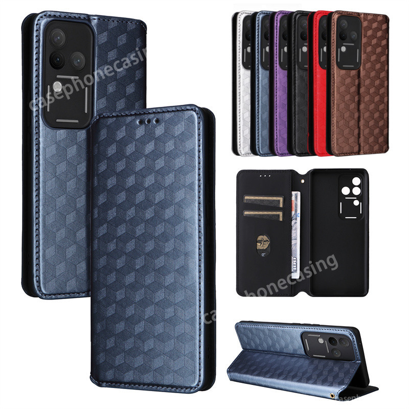 เคสโทรศัพท์มือถือหนัง TPU นิ่ม กันกระแทก ปิดด้านหลัง แบบฝาพับ พร้อมช่องใส่บัตร และขาตั้ง หรูหรา สําหรับ Vivo V30 V29 Pro V30Pro V29Pro V 30 V 29 5G 2024