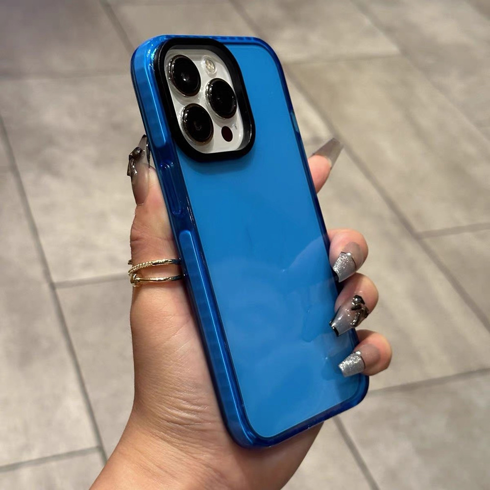 สีม่วงสีชมพูขอบสีเคสโทรศัพท์สําหรับiPhone 17 Pro Max 17 Air 16 Plus 15 14 13 12 11 Pro Maxครอบคลุมเต็มรูปแบบกันกระแทกป้องกันโปร่งใสสีFrosted Soft Cover - รูปที่ 2