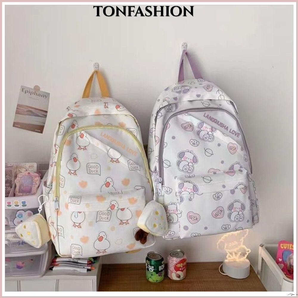 Tonfashion กระเป๋าเป้สะพายหลัง กระเป๋านักเรียน ผ้าไนล่อน ลายการ์ตูน ความจุขนาดใหญ่ สําหรับนักเรียน
