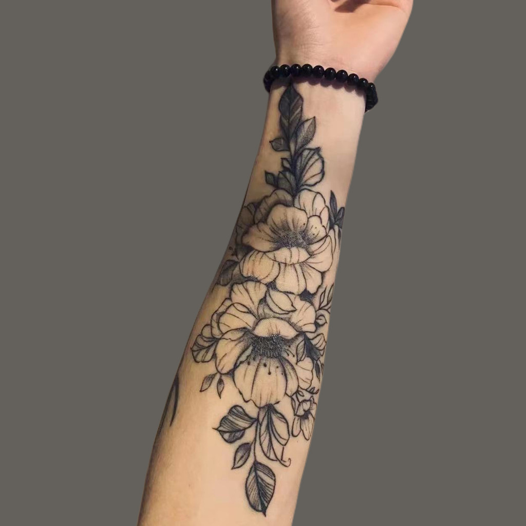 สติกเกอร์รอยสักชั่วคราว ลายดอกไม้ กันน้ํา ติดทนนาน มี 1 แผ่น