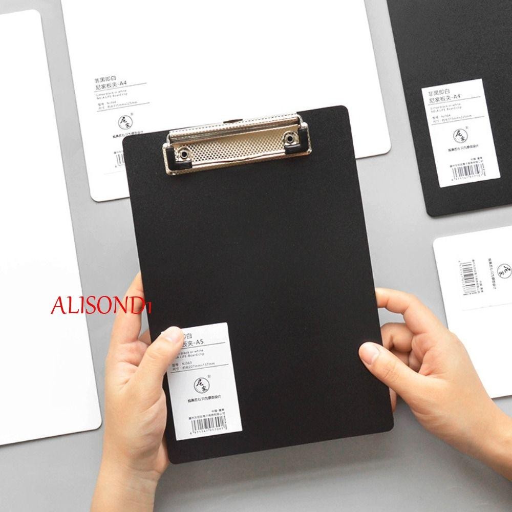 Alisond1 A4 A5 A6 แฟ้มโฟลเดอร์ พร้อมคลิปหนีบ สีทองต่ํา แผ่นเขียน คลิปบอร์ด เขียนทนทาน แผ่นเขียน โฟลเดอร์เอกสาร สีดํา สีขาว จัดระเบียบกระดาษ ลงนาม