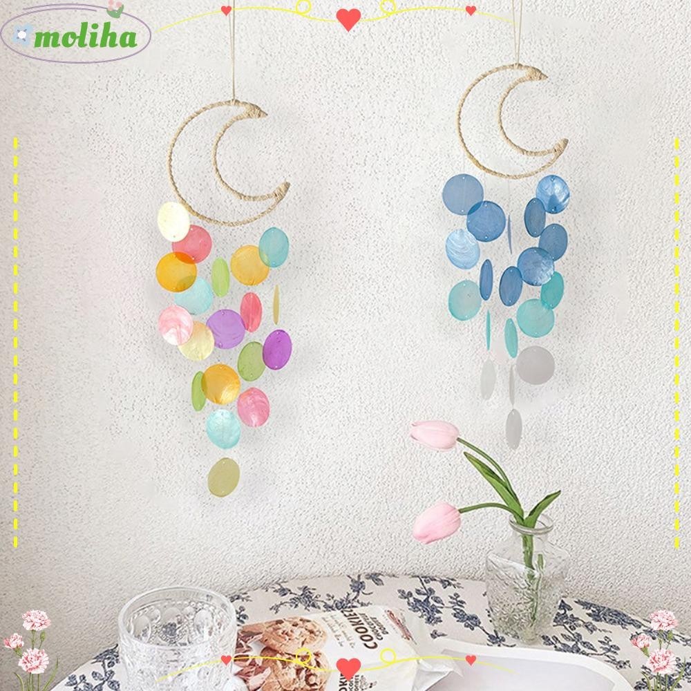 Moliha โมลิฮ่า โมบายกระดิ่งลม รูปเปลือกหอยธรรมชาติ พร้อมเสียงกริ่ง สร้างสรรค์ สําหรับแขวนตกแต่งบ้าน ระเบียง