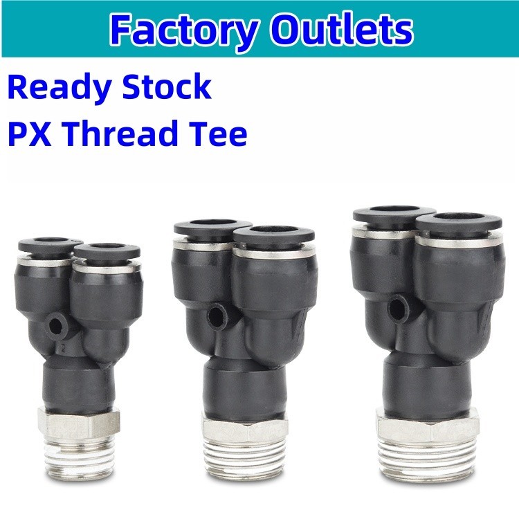 ปลั๊กเชื่อมต่อนิวเมติก PX4-M5 Y Type Tee Thread PX6-01 PX8-02 10-03 12-04 Male Thread 1/8 นิ้ว 1/4 นิ้ว 3/8 นิ้ว 1/2 นิ้ว BSPT