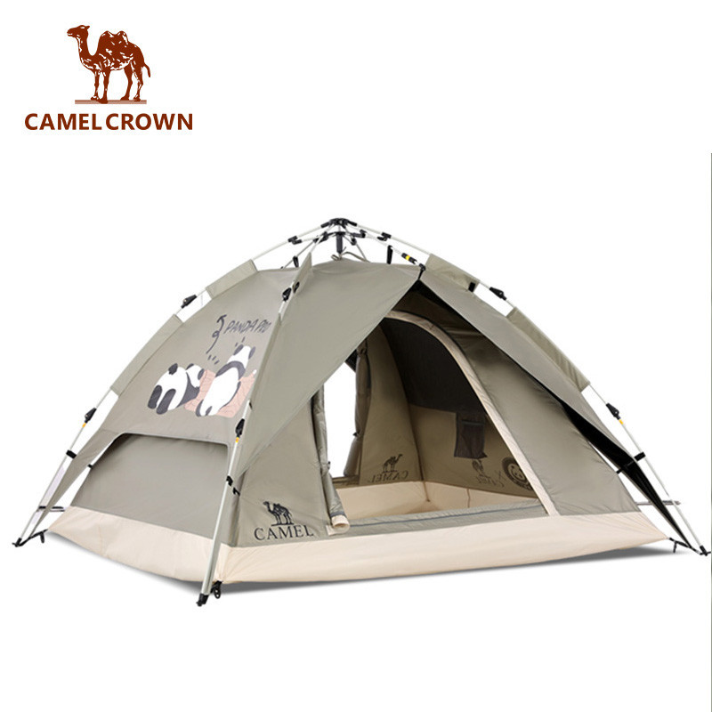 Camel CROWN เต็นท์ ลายแพนด้าน่ารัก PU3000 พับได้ กันฝน กันแสงแดด สําหรับเต็นท์ตั้งแคมป์ กลางแจ้ง 3-4 คน