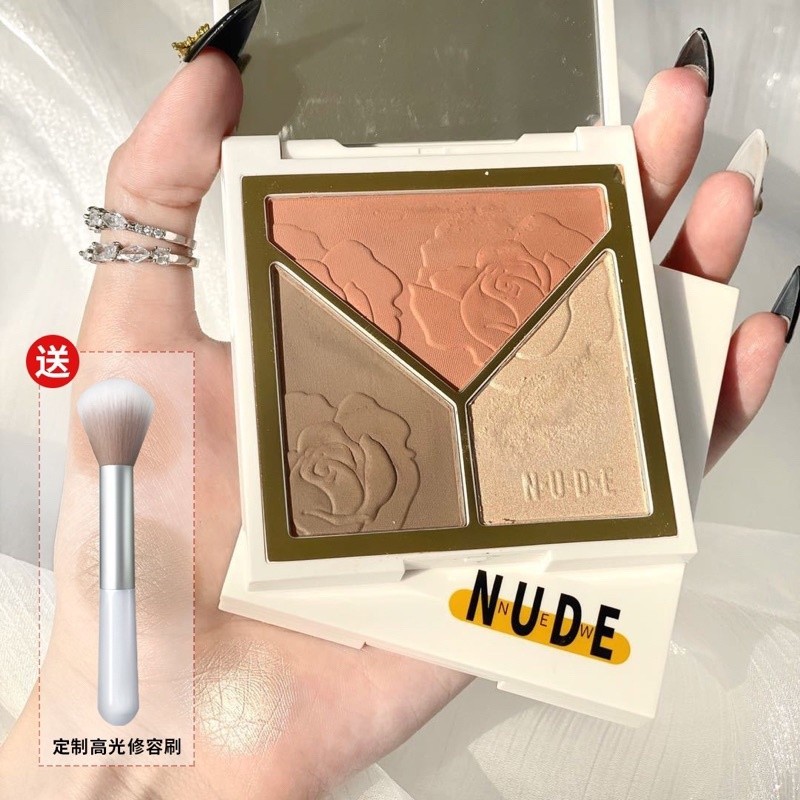 S-32🌟Nnuedwe พาเลทไฮไลท์ชิมเมอร์3in1เน้นและปรับโทนสีผิวให้สว่างขึ้น  เหมาะกับทุกสีผิว เกลี่ยให้เป็นธรรมชาติ มีความแวววาว - รูปที่ 4