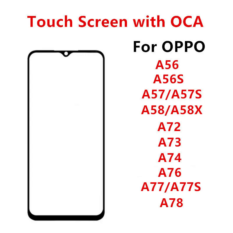 อะไหล่หน้าจอสัมผัส LCD และ OCA สําหรับ OPPO A56 A56S A57 A58 A58X A72 A73 A74 A75 A76 A77 A78