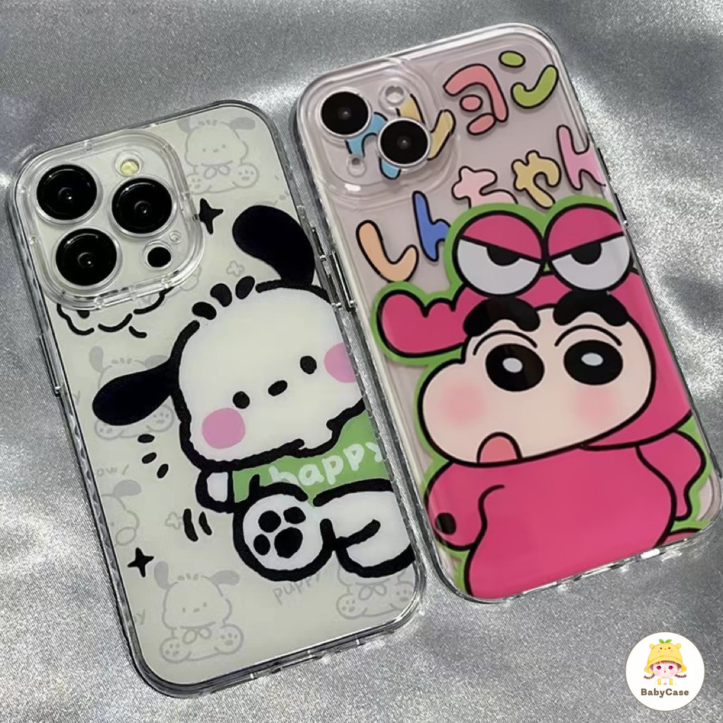 การ์ตูนตลกเครยอนชินจัง Cinnamoroll เคสโทรศัพท์แบบใสเข้ากันได้สำหรับ iPhone 11 15 12 13 14 Pro Max 7 8 Plus XR X XS Max