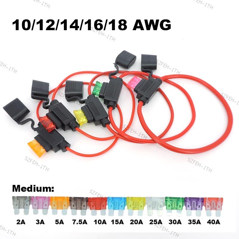 ซ็อกเก็ตฟิวส์เชื่อมต่อสายเคเบิล 18 16 14 12 10awg 5A 10A 20A 30A 50A กันน้ํา สําหรับฟิวส์ใบมีดรถจักรยานยนต์ F3TH1 1 ชิ้น
