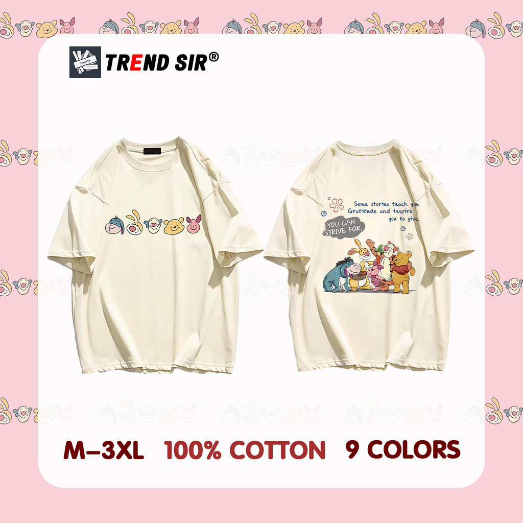 TrendSir New เสื้อยืดเกาหลี เสื้อยืดไซส์ใหญ่ การ์ตูน โอเวอร์ไซส์ 100% cotton M-3XL