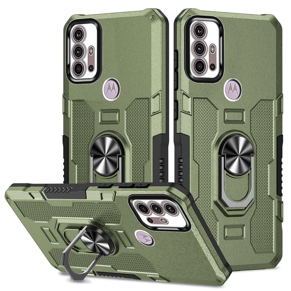 Heavy Duty Protect Shockproof Armor Case for Moto Motorola G50 G22 E23 G30 G20 G10 G Stylus 5G 2021 G9 Play E7 Plus Car Metal Ring Stand Phone Back Cover