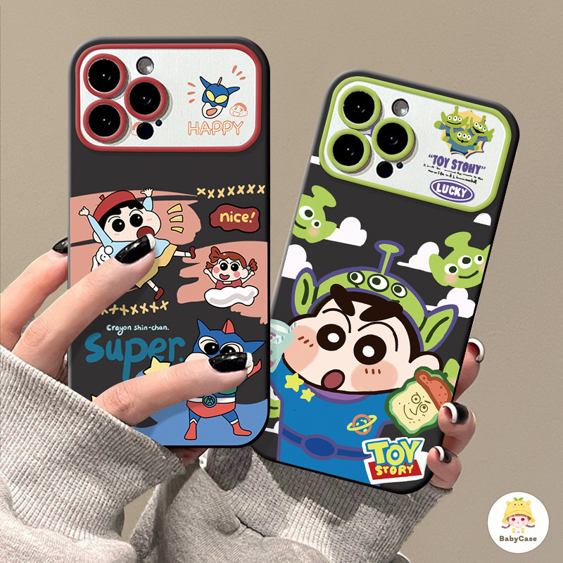 การ์ตูนน่ารักตลกเครยอนชินจังทอยสตอรี่เคสสำหรับ iPhone 13 11 12 14 15 Pro Max XR XS Max X 14 15 Plus 15 Pro