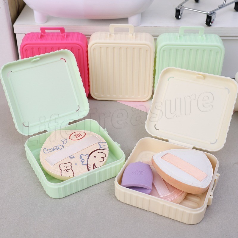 [ Featured ] กล่องฟองน้ําแต่งหน้า - กล่องเก็บแป้งพัฟ - กล่องเก็บพัฟ - กันชื้น, กันฝุ่น, พกพา, ระบายอากาศได้ - ภาชนะใส่เครื่องสําอาง - ที่วางพัฟ