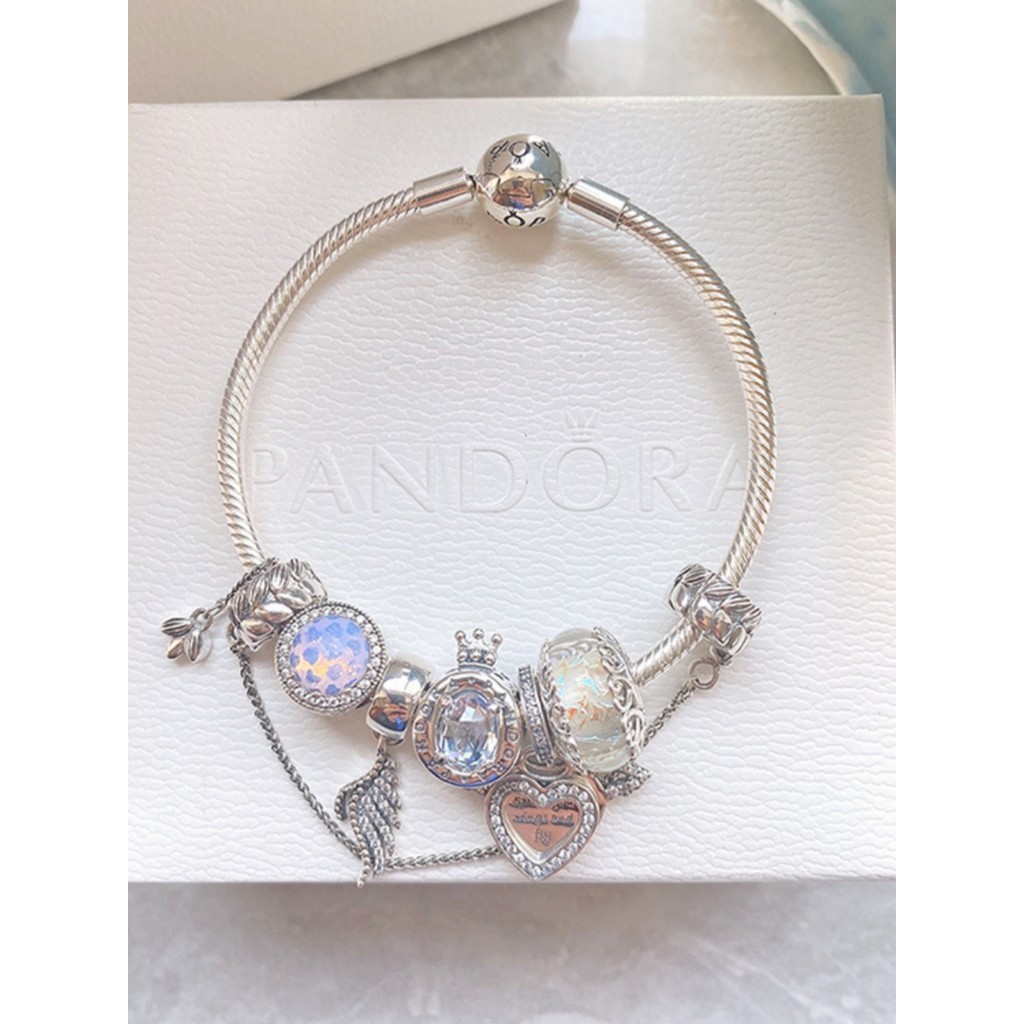 Pandora ชุดสร้อยข้อมือเงิน 925 จี้รูปปีกงู ของขวัญวันเกิด
