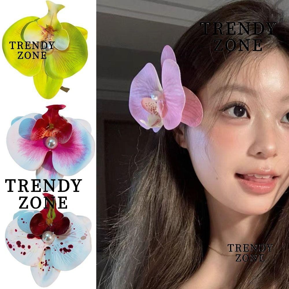Trendyzone กิ๊บติดผม ผีเสื้อ กล้วยไม้, กิ๊บติดผม มุก ฟลานอปซิส โบว์ ดอกไม้ เครื่องมือจัดแต่งทรงผม กิ๊บปากเป็ด กิ๊บผ้าไหม ดอกไม้