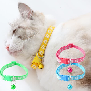 YTL ปลอกคอสัตว์เลี้ยง ปลอกคอหมา ปลอกคอแมว🔮 bell collar🐾 (ลายอุ้งเท้าแฟชั่น) มี7สี ปรับขนาดได้