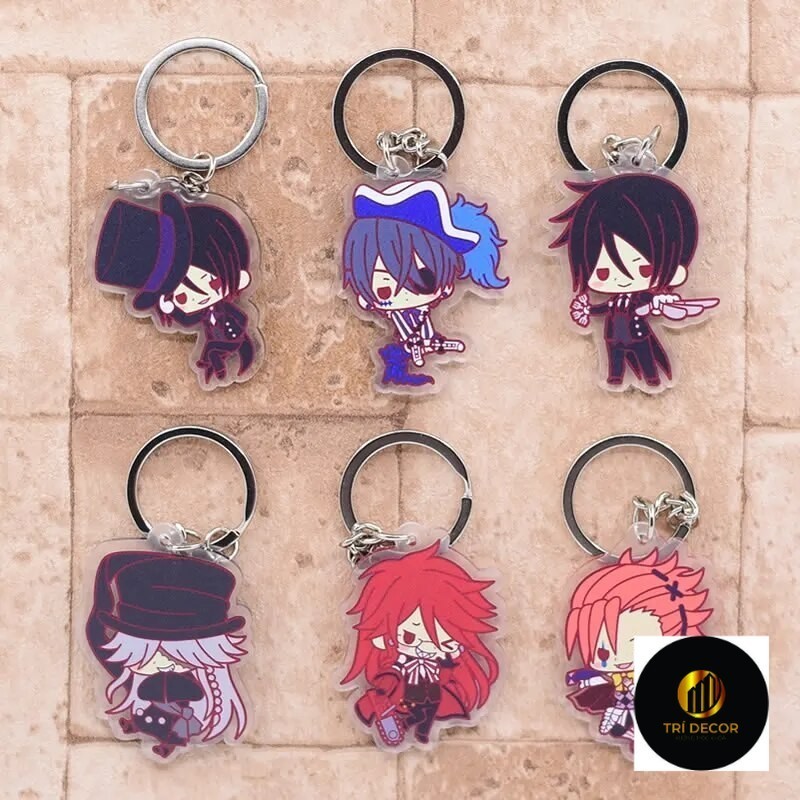 Black Butler พวงกุญแจ Black Butler Kuroshitsuji Sebastian Michaelis Ciel? อุปกรณ์เสริมตกแต่งกระเป๋าเ