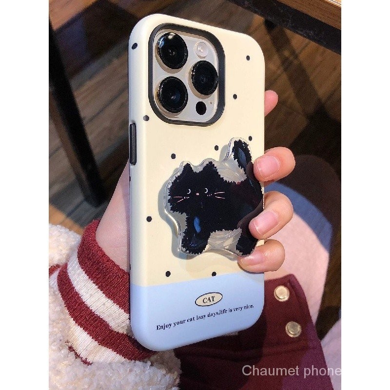 เคสโทรศัพท์มือถือแบบแข็ง สองชั้น กันกระแทก ลายจุด พร้อมที่ตั้งวาง สําหรับ Iphone 15Promax 15Pro 14 Pro Max 14 plus 13 Pro Max 13 13pro 11 Pro Max 11 X XR Xs Max 12Pro J5SY