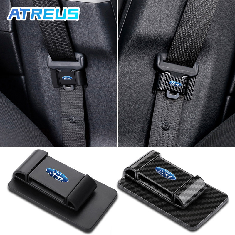 Ford ตัวยึดเข็มขัดนิรภัยในรถ คาร์บอนไฟเบอร์ คลิปหนีบเข็มขัดนิรภัย หัวเข็มขัด กันลื่น หัวเข็มขัดคงที่ สำหรับ Ford Ranger Raptor Everest Fiesta Focus Mustang Escape Ecosport STI