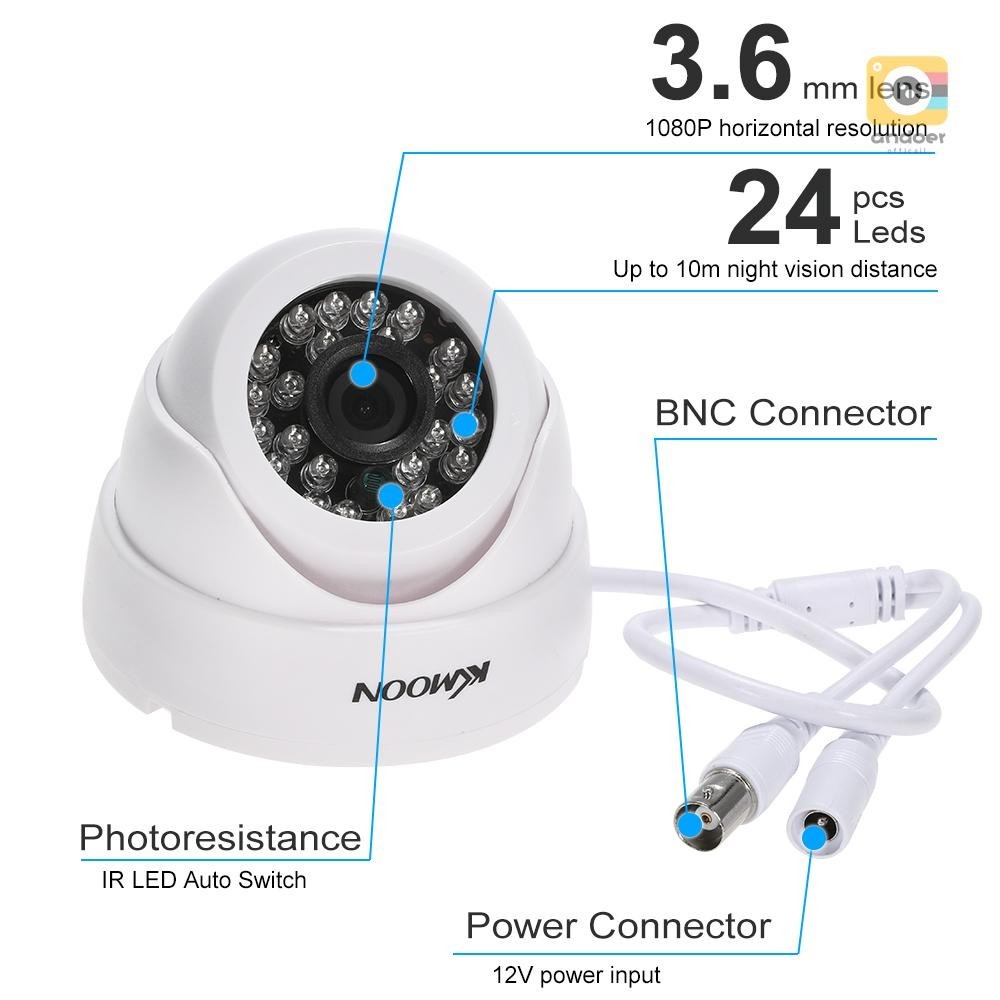 กล้องวงจรปิดอะนาล็อก 1080P AHD เลนส์ 3.6 มม. 1/2.8 นิ้ว CMOS 2.0MP IR-CUT 24 ชิ้น IR LEDS เวอร์ชั่นกลางคืน สําหรับระบบรักษาความปลอดภัยในบ้าน