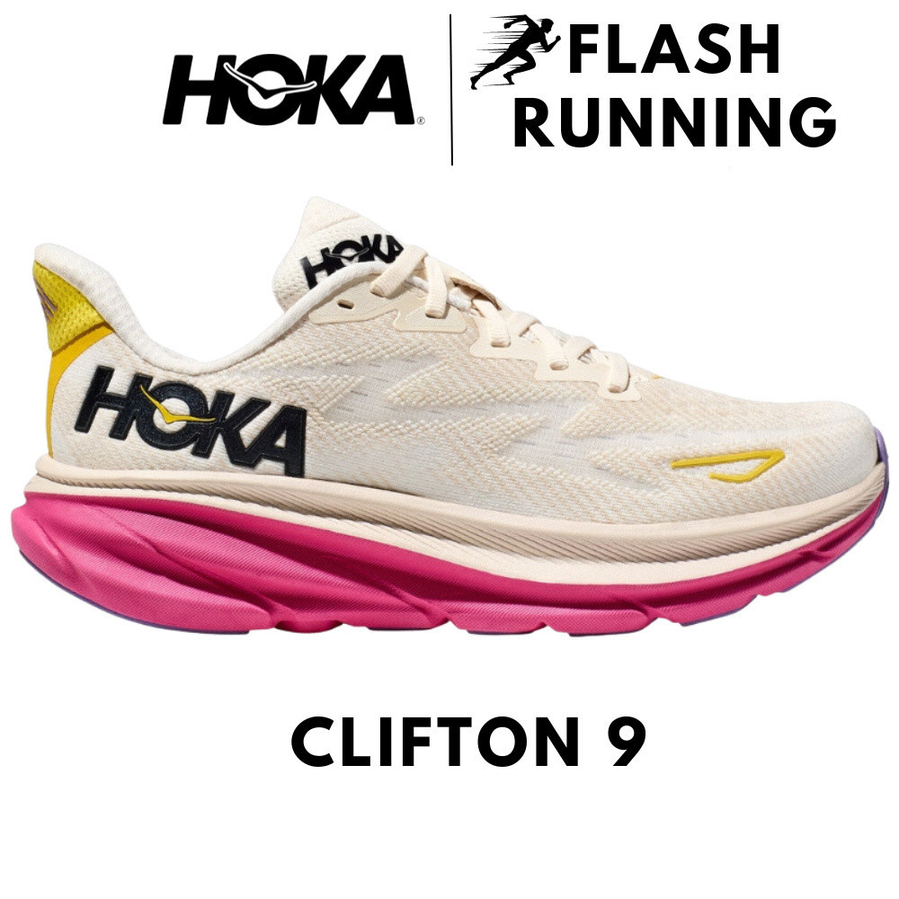 Hoka clifton9 eggnog รองเท้าผ้าใบ เหมาะกับการวิ่ง เล่นกีฬา ฟิตเนส ไซซ์ 36-40