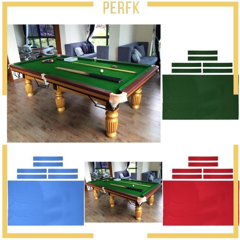 [Perfk] ผ้าปูโต๊ะสนุกเกอร์ ผ้าวูล 6 ชิ้น สําหรับโต๊ะ 9 นิ้ว 0.6 มม. สีแดง