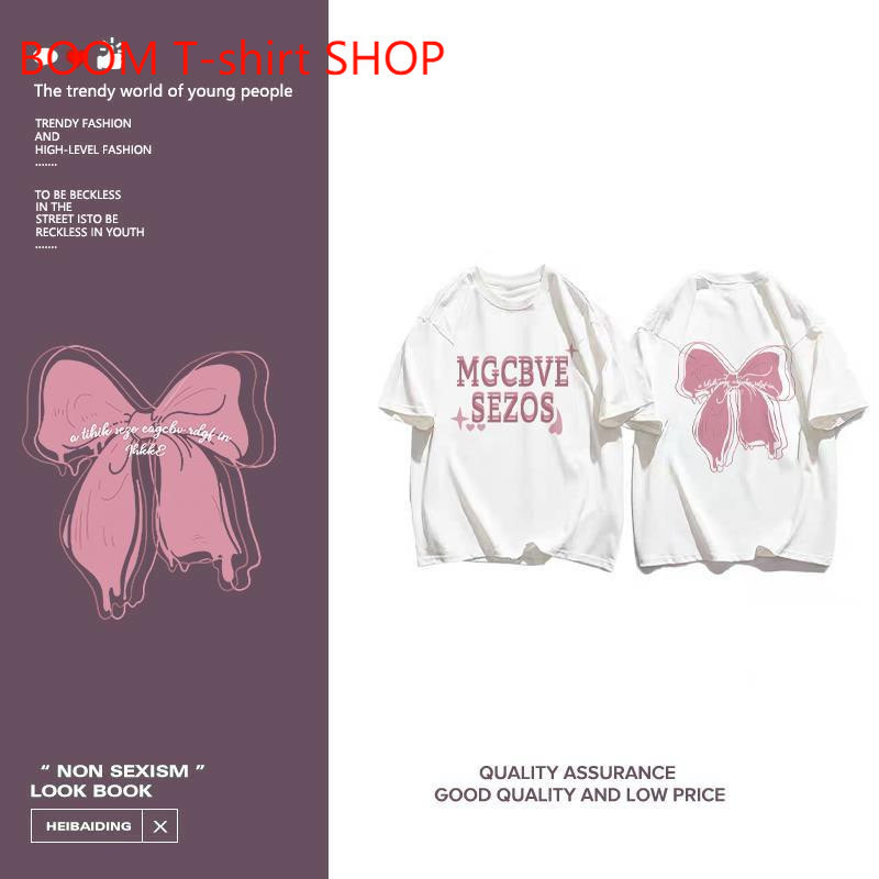 （จัดส่งตลอด 24 ชั่วโมง）BOOM SHOP print T-shirt เสื้อยืดลายน่ารัก เสื้อยืด หลวม ผู้หญิง oversize
