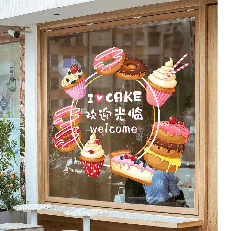 สติกเกอร์ ลายการ์ตูน Welcome to Window สําหรับติดตกแต่งกระจก ประตู เบเกอรี่ ร้านขนมหวาน
