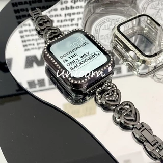 เพชรแก้ว + ฝาครอบ สําหรับ Apple Watch Case 45/41/40/44/42/46 มม. Bling กันชน + หน้าจอ iWatch Series 10 9 8 7 3 6 SE