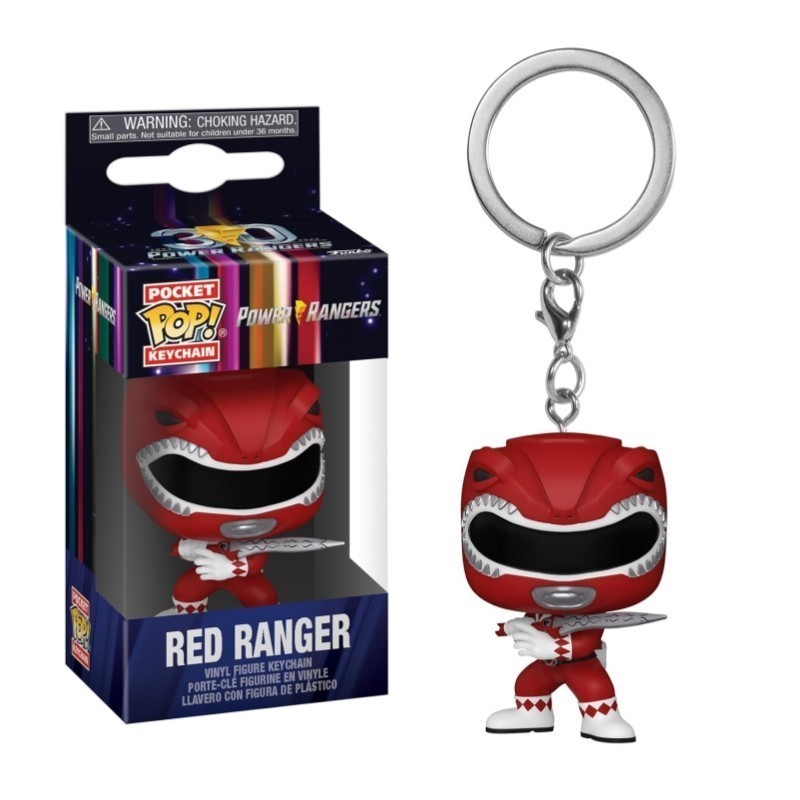 Funko Pop! พวงกุญแจ Mighty Morphin Power Rangers ครบรอบ 30 ปี - Red Ranger