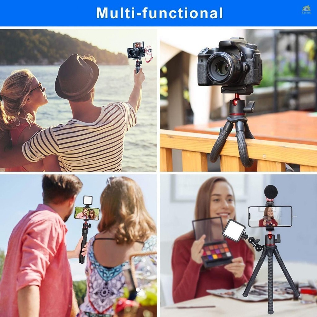 Mt-11 ขาตั้งกล้อง แบบยืดหยุ่น สกรู 1/4 นิ้ว 2-in-1 แพลตฟอร์ม 360° หัวบอล ปรับได้ รับน้ําหนักได้ 2 กก. 4.4 ปอนด์ สําหรับกล้อง DSLR SLR สตรีมมิ่ง ถ่ายทอดสด ออนไลน์ ราคา ถูกที่สุด ดีลบีเคเค แกลเลอรีภาพที่ 8
