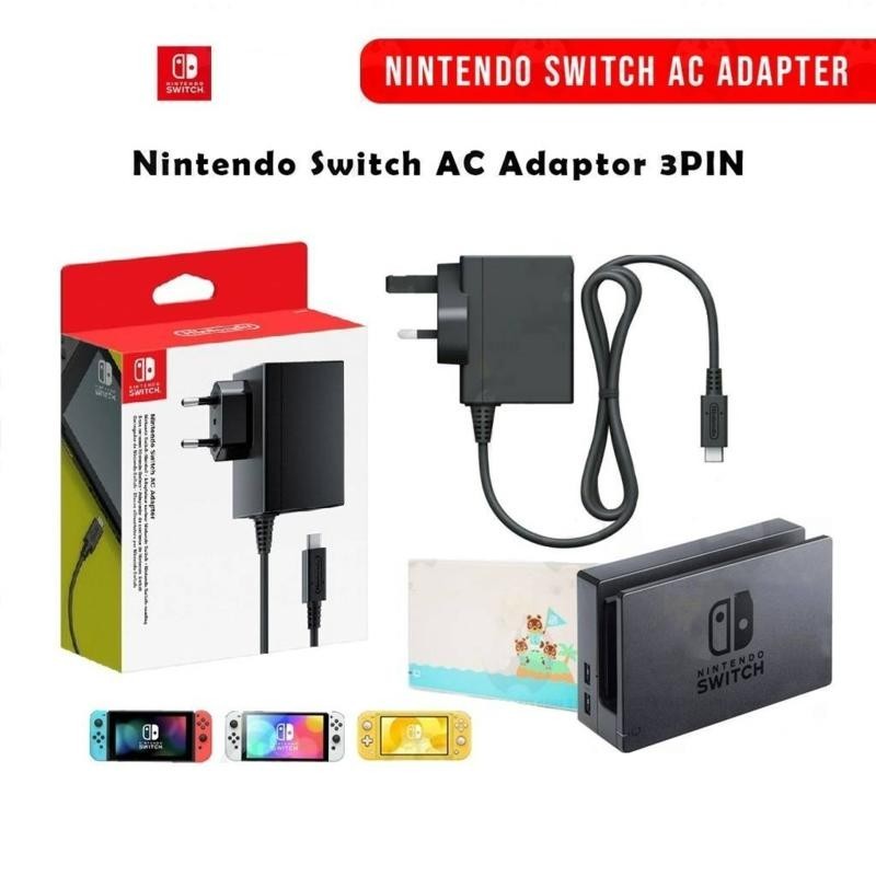 Nintendo SWITCH V1 V2 สวิตช์ LITE SWITCH OLED AC อะแดปเตอร์ชาร์จ ปลั๊ก UK ชาร์จเร็ว [ของแท้ [