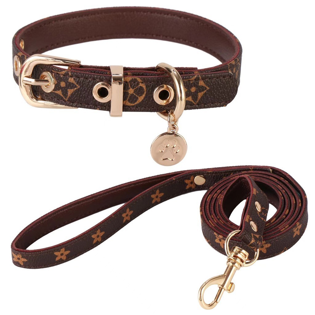 Pawsfun Pet Street Wear Traction Collar Set Pet Street Wear Presbyopic Dog Slip Collar Traction Rope Cat LV Neck Accessories