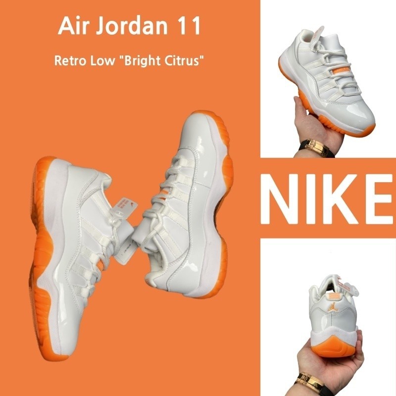 Nike Air Jordan 11 Retro Low "bright citrus" รองเท้าผ้าใบ รองเท้าวิ่ง ของแท้ 100% Nike