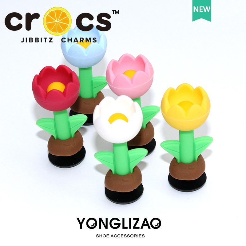 JIBBITZ cross charms ตัวติดรองเท้า กุหลาบ/ทิวลิป3D ตัวติดรองเท้า cross