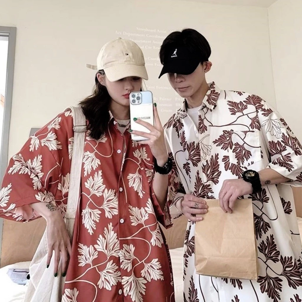 เสื้อเชิ้ตแขนสั้นลายดอกใบไม้แฉก มีกระเป๋าหน้า thumbnail 5
