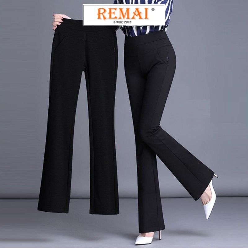 ขนาดบวก s-4xlกางเกงขายาวผู้หญิงสีดำเอวสูงวินเทจราคาถูกใส่ทำงานกางเกงขากระบอกยางยืดเกาหลี