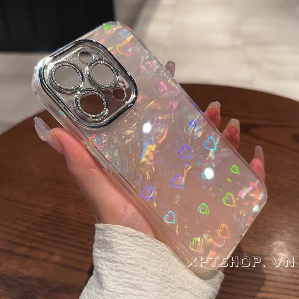 เคสโทรศัพท์มือถืออะคริลิค กันกระแทก ลายหัวใจ สีขาว สําหรับ iPhone 15 Pro Max 15 Pro 15 14 13 12 11