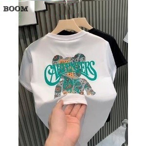 (พร้อมส่ง มาถึงใน 3วัน)ผ้าฝ้าย 100% เสื้อยืดคอกลมแขนสั้นหลวมสไตล์เกาหลีสำหรับผู้หญิง
