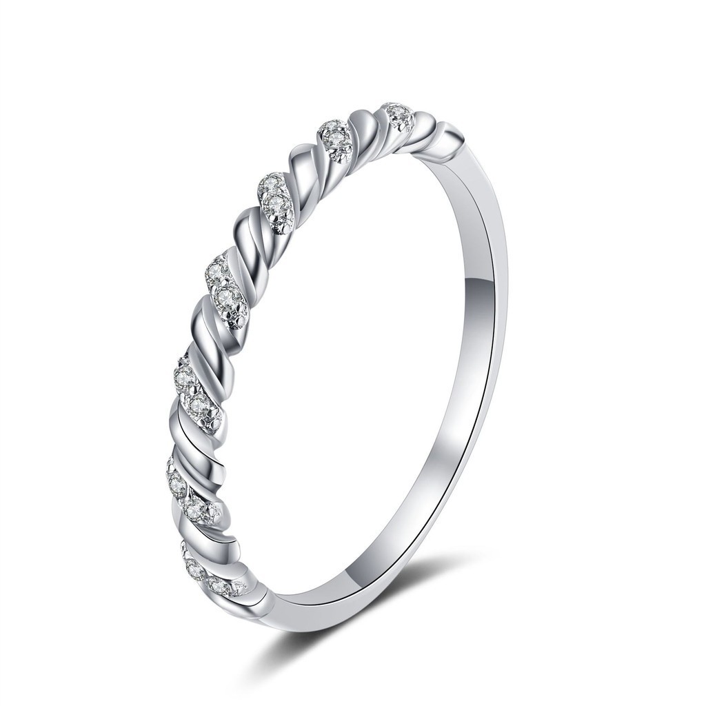 จริง Moissanite 0.056ct Eternity Cross Design สีขาว D แหวนอินเทรนด์ใน S925 เงินสเตอร์ลิงพร้อมการรับรอง GRA สามารถผ่าน Test สําหรับหมั้นงานแต่งงานพิธีข้อเสนอน้ําผึ้ง