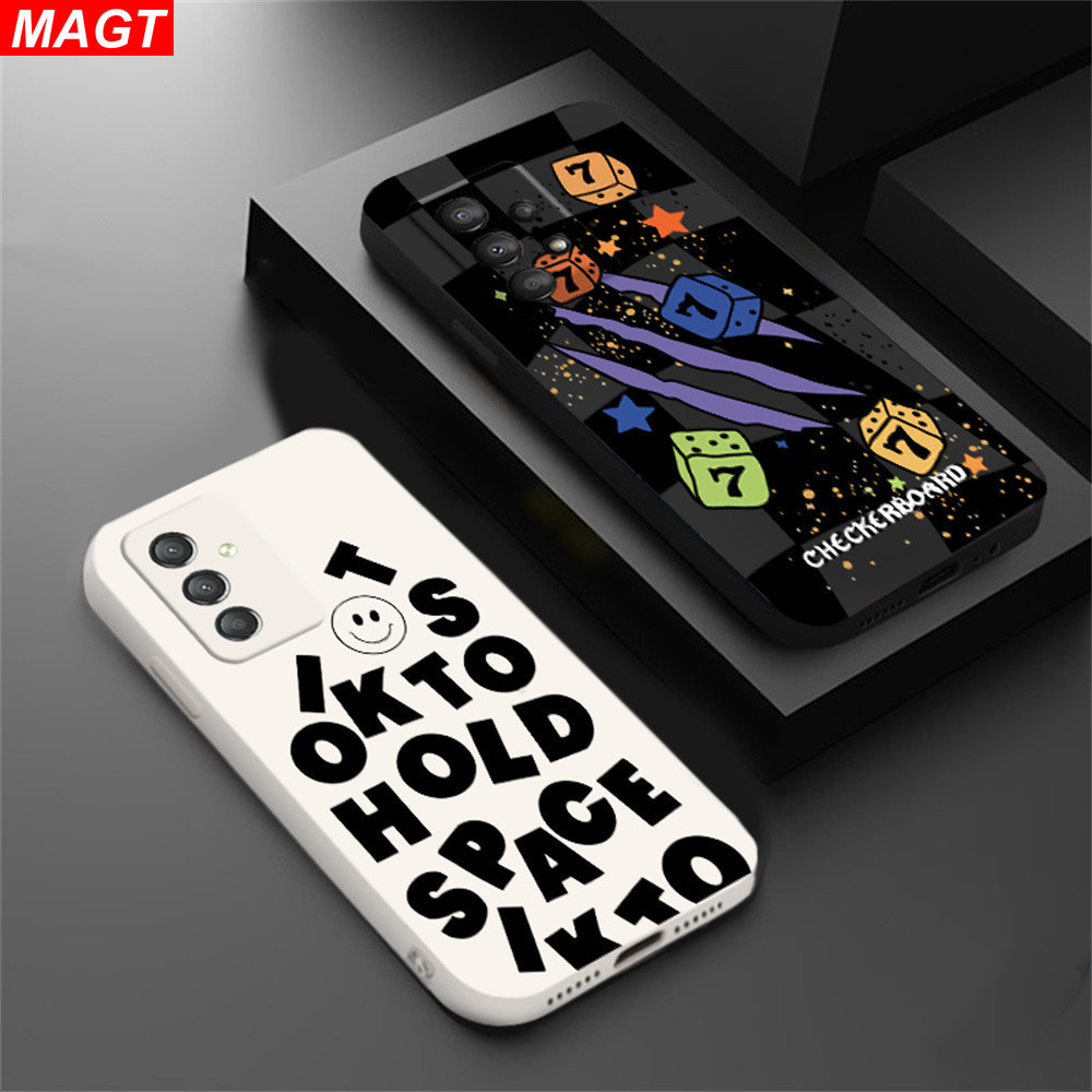 Samsung A55 5G A54 A05S A15 A24 A14 M23 A04S A13 A03S A23 A53 A73 A33 A22 A21S A12 A11 A51 A10 A30 A50 A52 A20S A10S M12 J4 Plus J7 ตัวอักษรยิ ้ ม Polychrome Creative กรณี MAGT