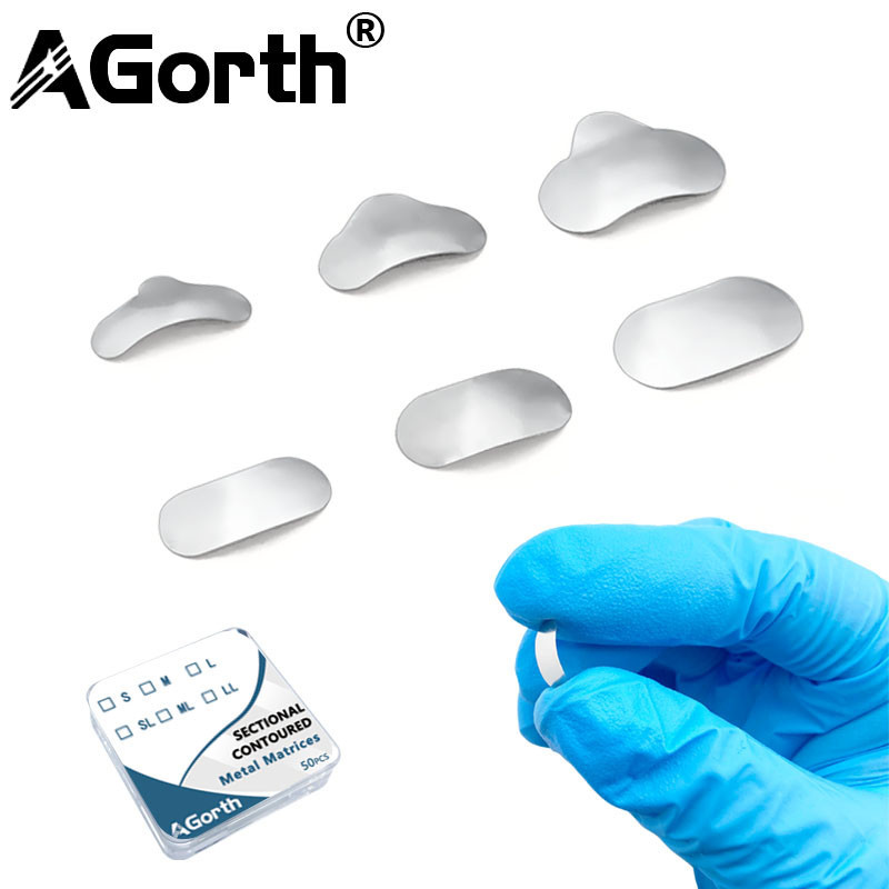 Agorth 50 ชิ้น / กล่อง ทันตกรรม เมทริกซ์ คอนทัวร์ เมตริกซ์ โลหะ เมทริกซ์ วง สําหรับฟัน เปลี่ยน เครื่องมือทันตแพทย์