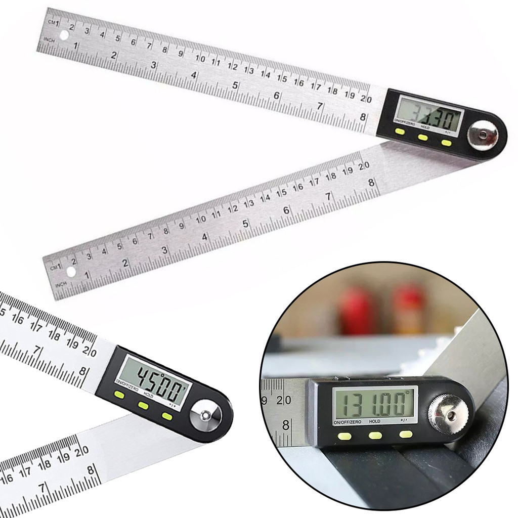 Brighthor เครื่องวัดมุมอิเล็กทรอนิกส์ 2 IN1 200 มม.ไม้บรรทัดมุมดิจิตอล Inclinometer Angle Finderเครื่องวัดมุมดิจิตอล 0-360 องศา