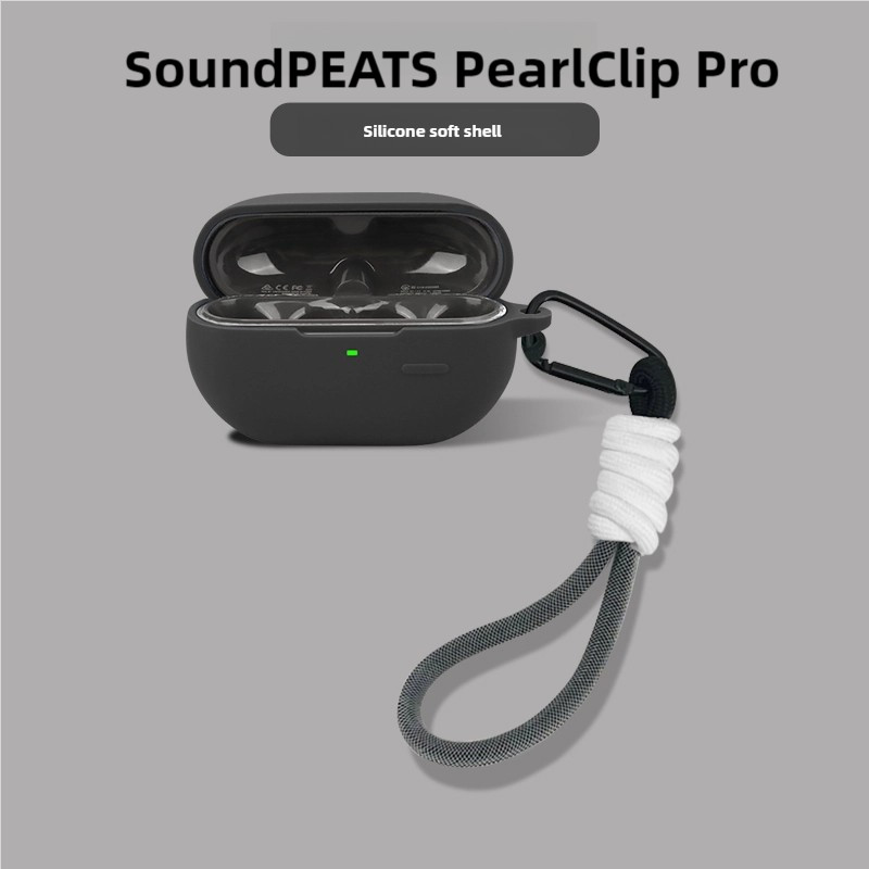 for SoundPEATS PearlClip Pro Case Protective Nylon Lanyard Soft Cover Headphone Shells Washable Housing Anti Dust Sleeve Hand Rope Strap Accessories