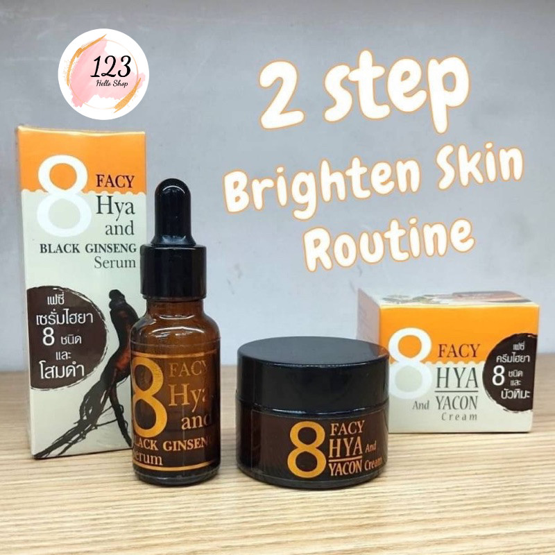 Facy ไฮยาเซรั่ม ไฮยาครีม 8 Hya And Yacon Cream 30g 8 Hya And Black Ginseng Serum 20g ✨
